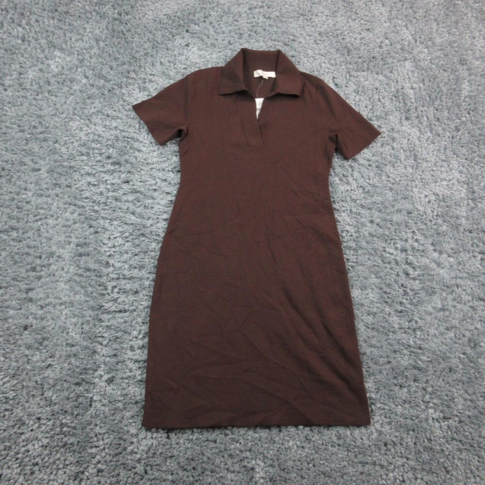 LOFT Dress Womens XS Brown Polo Collar Short Sleeve Stretch Knit Shirt NWT